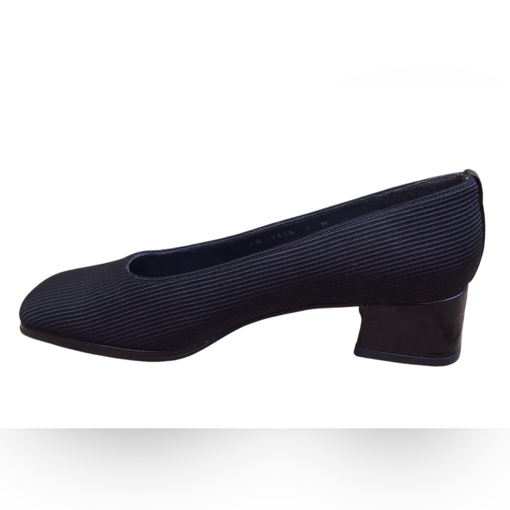 Stuart Weitzman Black Grosgrain Heeled Slip On Shoes Size 5M - Picture 6 of 9
